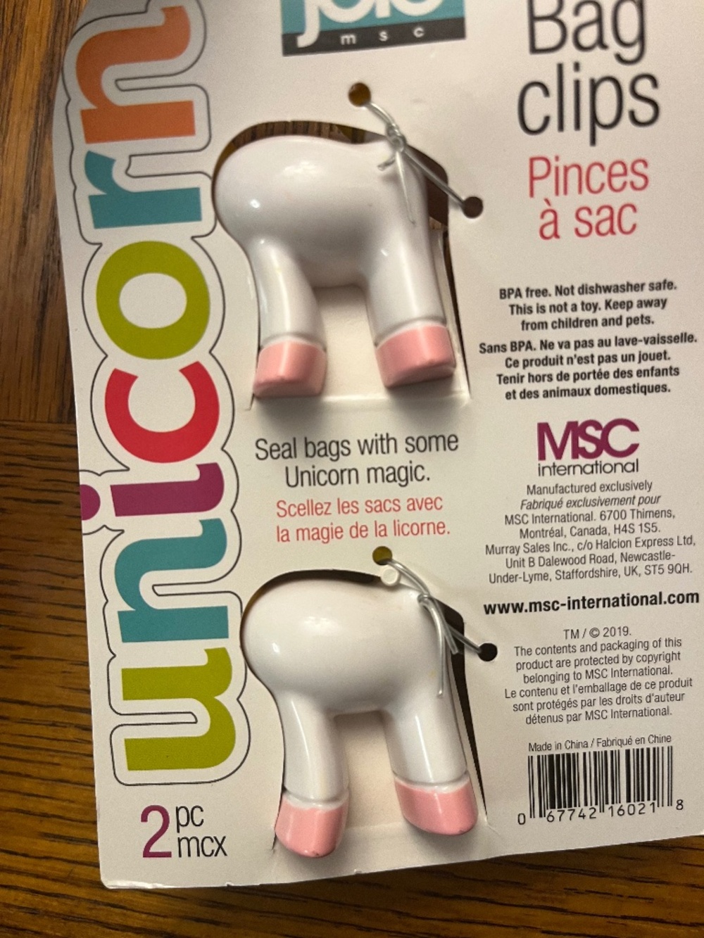 Unicorn bag clips